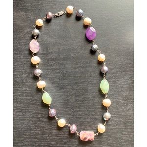 Vintage Sterling Black Pearl Amethyst Necklace